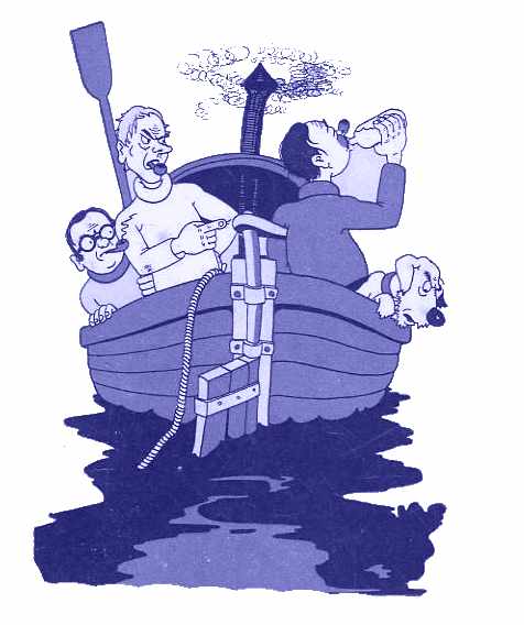 trois hommes dans un bateau