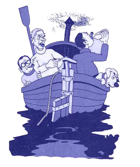 trois hommes dans un bateau
