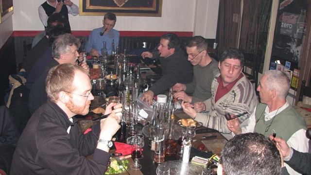 diners parisiens fumeurs de pipe